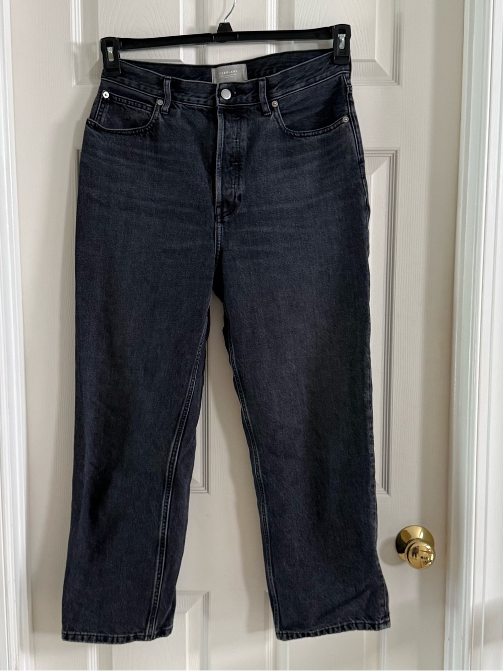 Everlane The Rigid Way High Jean High-Rise Straight Leg Button Fly Jeans - Black